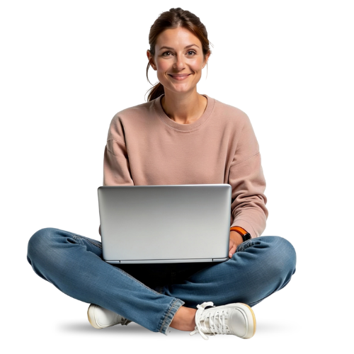 Kursteilnehmerin arbeitet entspannt am Laptop beim PC-COLLEGE-Seminar